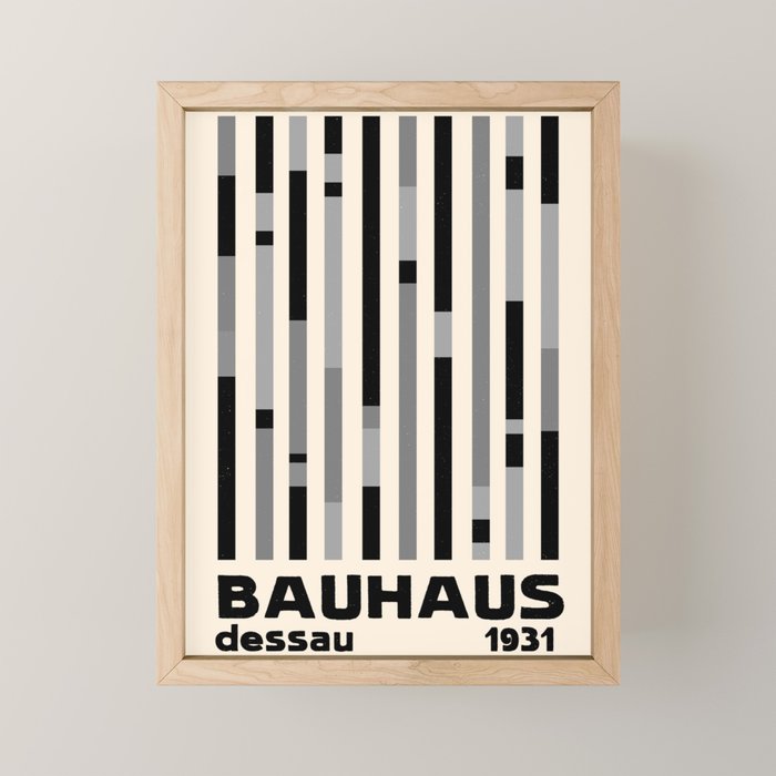 Bauhaus Dessau 1931 Modernist Homage Black Gray Cream Mini Art Print Gallery Image 1