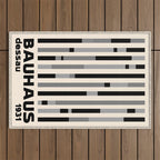 Bauhaus Dessau 1931 Modernist Homage Black Gray Cream Outdoor Rug Gallery Image 1