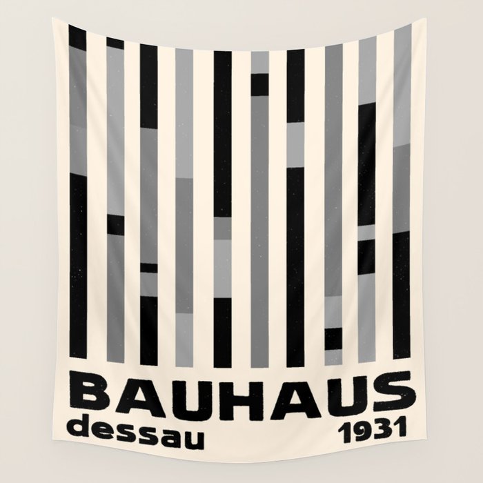 Bauhaus Dessau 1931 Modernist Homage Black Gray Cream Wall Tapestry Gallery Image 4
