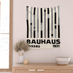 Bauhaus Dessau 1931 Modernist Homage Black Gray Cream Wall Tapestry Gallery Image 2