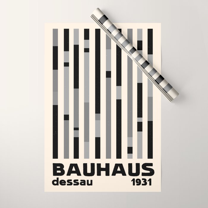 Bauhaus Dessau 1931 Modernist Homage Black Gray Cream Wrapping Paper Gallery Image 1