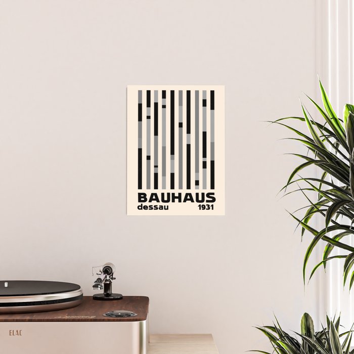 Bauhaus Dessau 1931 Modernist Homage Black Gray Cream Poster Gallery Image 2