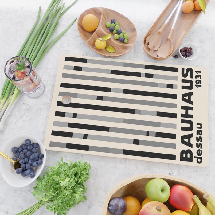 Bauhaus Dessau 1931 Modernist Homage Black Gray Cream Cutting Board Gallery Image 2