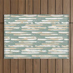 Colorful Stripes, Green and Beige, Abstract Art Outdoor Rug Gallery Image 1