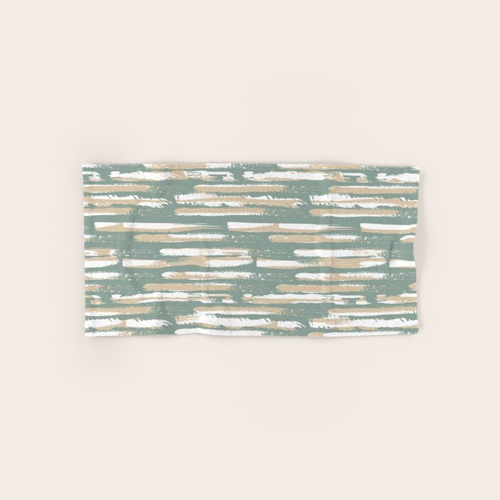 Colorful Stripes, Green and Beige, Abstract Art Bath Towel Gallery Image 1
