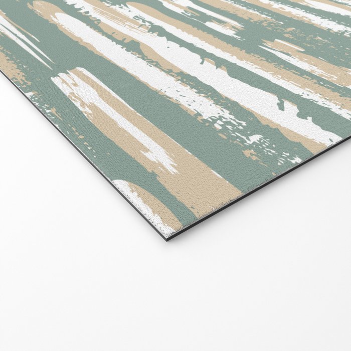 Colorful Stripes, Green and Beige, Abstract Art Welcome Mat Gallery Image 2