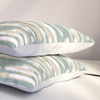 Colorful Stripes, Green and Beige, Abstract Art Pillow Sham Gallery Image 3