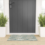 Colorful Stripes, Green and Beige, Abstract Art Welcome Mat Gallery Image 3