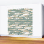 Colorful Stripes, Green and Beige, Abstract Art Wall Mural Gallery Image 2
