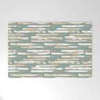 Colorful Stripes, Green and Beige, Abstract Art Welcome Mat Gallery Image 1