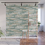 Colorful Stripes, Green and Beige, Abstract Art Wall Mural Gallery Image 1