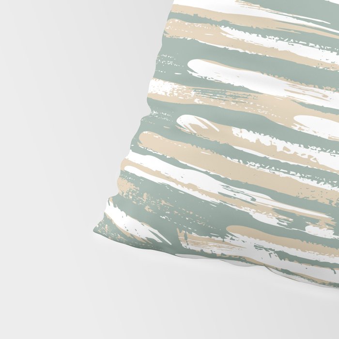 Colorful Stripes, Green and Beige, Abstract Art Pillow Sham Gallery Image 4