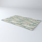 Colorful Stripes, Green and Beige, Abstract Art Rug Gallery Image 3