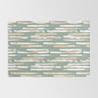 Colorful Stripes, Green and Beige, Abstract Art Rug Gallery Image 2