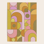 Abstract Bauhaus Shapes pink gold and olive green Poster Gallery Image 4