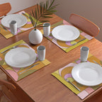 Abstract Bauhaus Shapes pink gold and olive green Placemat Gallery Image 2