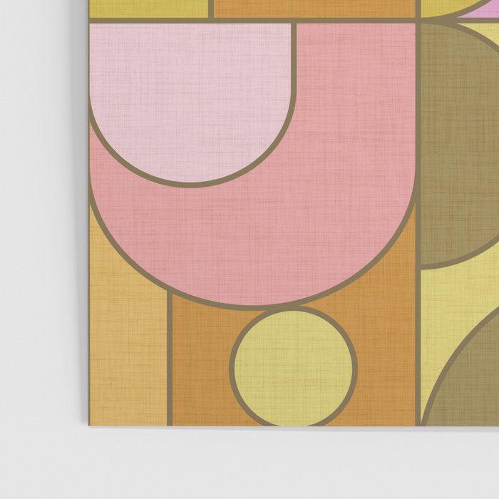 Abstract Bauhaus Shapes pink gold and olive green Poster Gallery Image 3