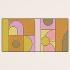 Abstract Bauhaus Shapes pink gold and olive green Desk Mat Gallery Image 3