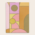 Abstract Bauhaus Shapes pink gold and olive green Notebook Gallery Image 4