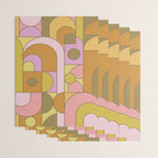 Abstract Bauhaus Shapes pink gold and olive green Wrapping Paper Gallery Image 3