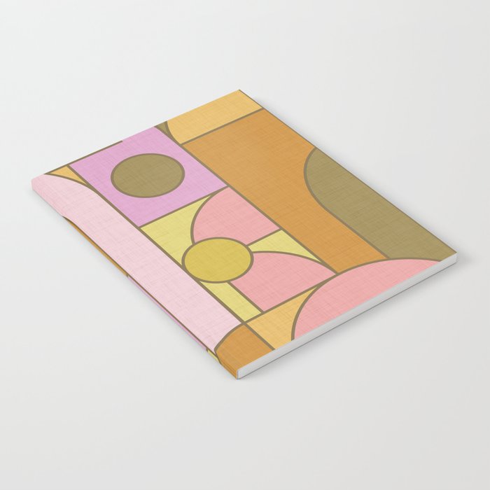 Abstract Bauhaus Shapes pink gold and olive green Notebook Gallery Image 2