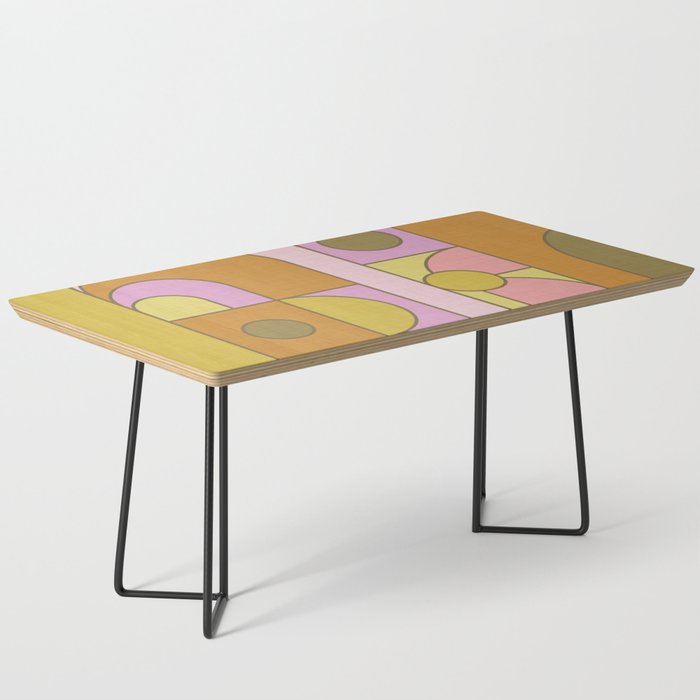 Abstract Bauhaus Shapes pink gold and olive green Coffee Table Gallery Image 1