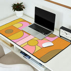 Abstract Bauhaus Shapes pink gold and olive green Desk Mat Gallery Image 2