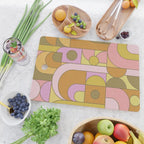 Abstract Bauhaus Shapes pink gold and olive green Cutting Board Gallery Image 2