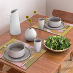 Abstract Bauhaus Shapes pink gold and olive green Placemat Gallery Image 2