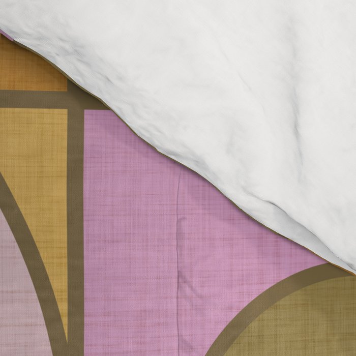 Abstract Bauhaus Shapes pink gold and olive green Comforter Gallery Image 4