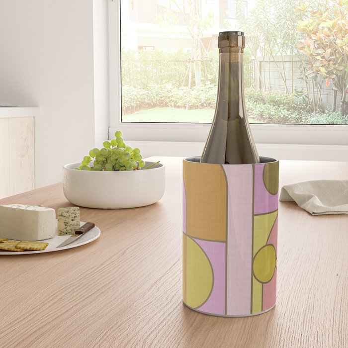 Abstract Bauhaus Shapes pink gold and olive green Wine Chiller Gallery Image 4