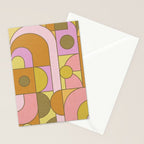 Abstract Bauhaus Shapes pink gold and olive green Stationery Card Gallery Image 2