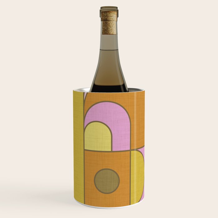 Abstract Bauhaus Shapes pink gold and olive green Wine Chiller Gallery Image 2