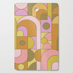 Abstract Bauhaus Shapes pink gold and olive green Cutting Board Gallery Image 1