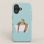Sea Turtle in Bathtub in Blue iPhone Case Gallery Image 1