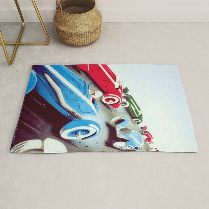 1932 Vintage 24 Hours of Le Mans French Auto Racing Wall Decor Rug Gallery Image 1