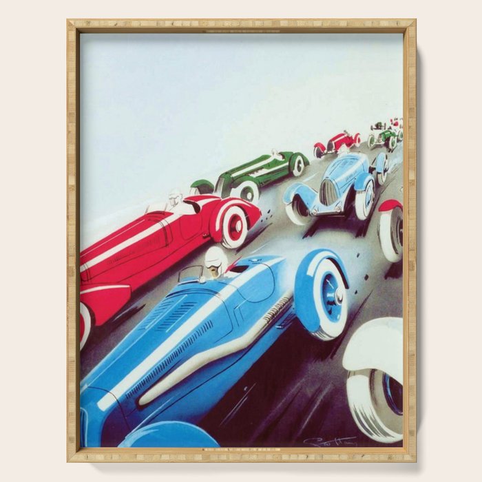 1932 Vintage 24 Hours of Le Mans French Auto Racing Wall Decor Serving Tray Gallery Image 1