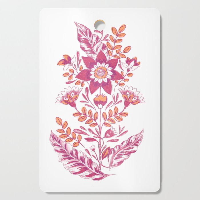 Folk Floral Pink Cutting Board Gallery Image 1