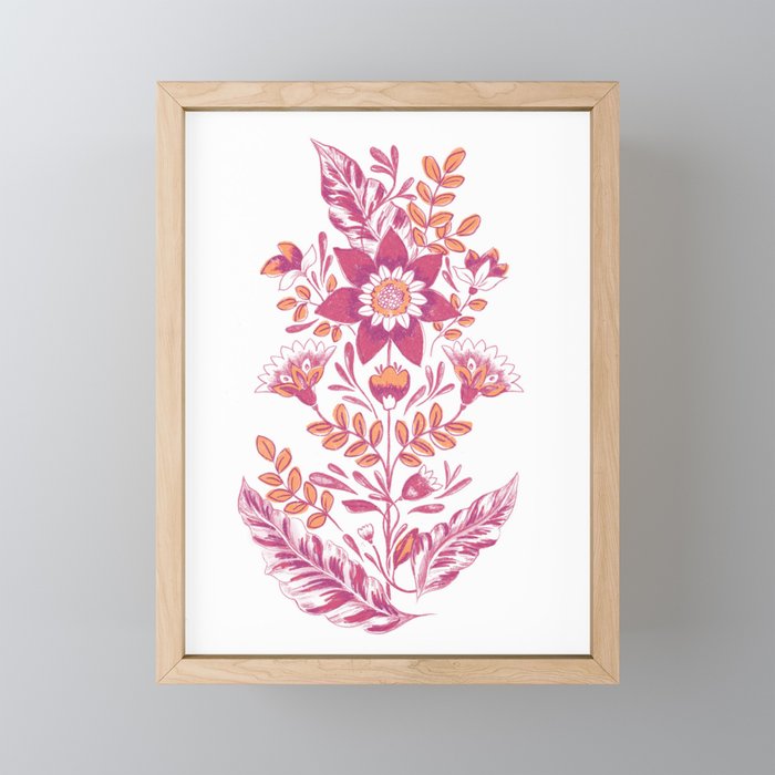 Folk Floral Pink Mini Art Print Gallery Image 1