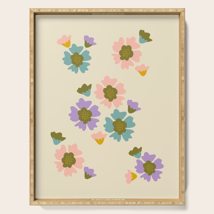 Blooming Flower - Cream  Serving Tray Gallery Image 1