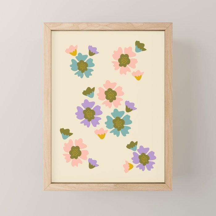 Blooming Flower - Cream  Mini Art Print Gallery Image 1