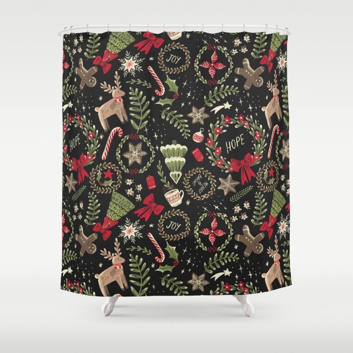 Magical Christmas - Black Shower Curtain Gallery Image 1