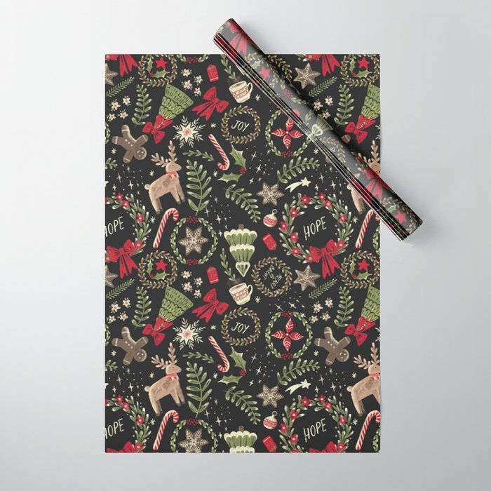 Magical Christmas - Black Wrapping Paper
