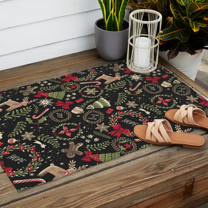 Magical Christmas - Black Outdoor Rug Gallery Image 2