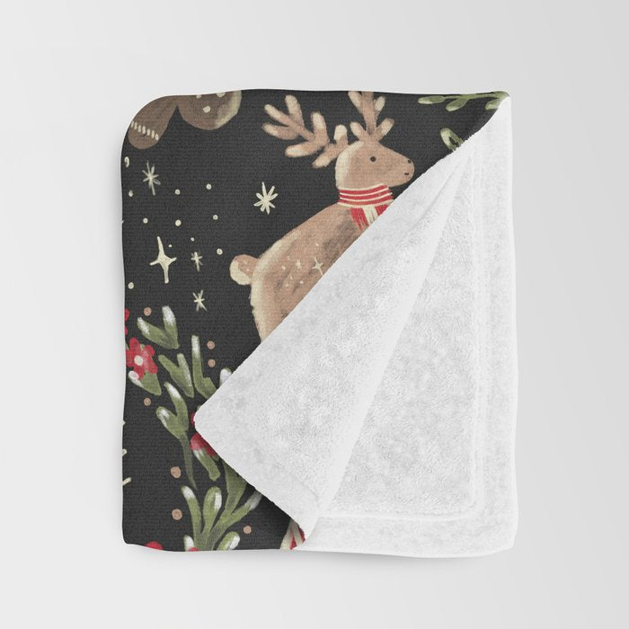 Magical Christmas - Black Throw Blanket Gallery Image 3