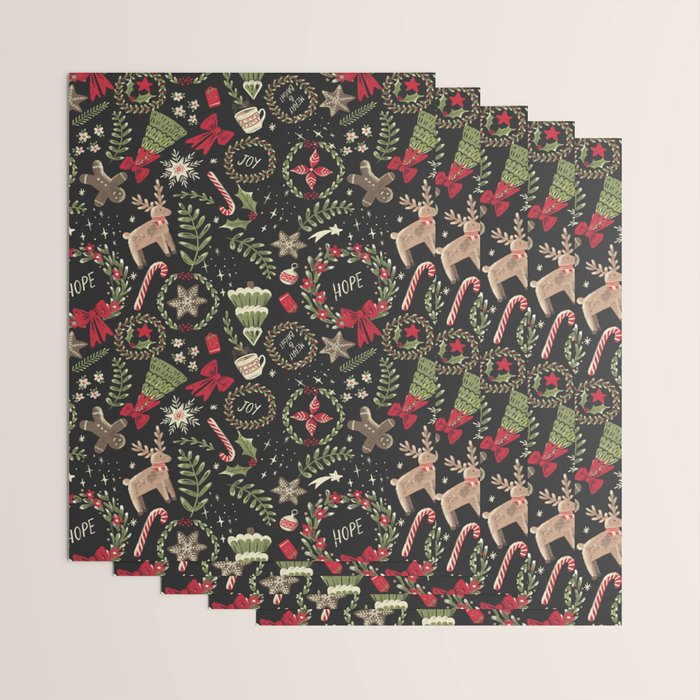 Magical Christmas - Black Wrapping Paper Gallery Image 3