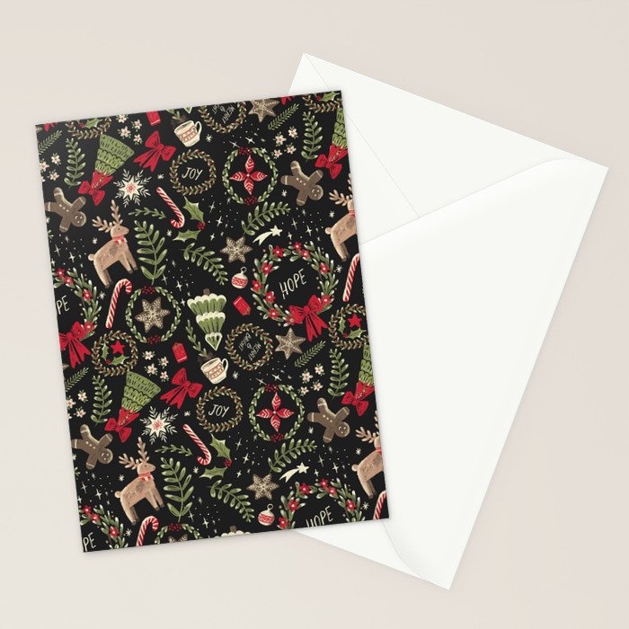 Magical Christmas - Black Stationery Card Gallery Image 2