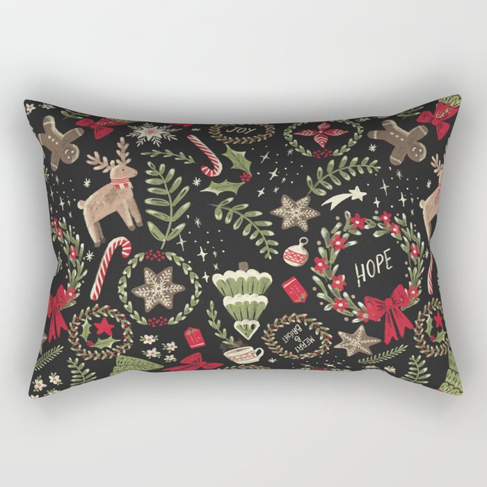 Magical Christmas - Black Rectangular Pillow Gallery Image 1