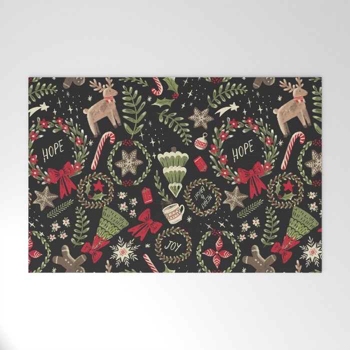 Magical Christmas - Black Welcome Mat Gallery Image 1