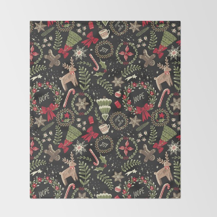 Magical Christmas - Black Throw Blanket Gallery Image 2